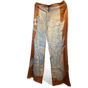 Lulumari Brown and Blue Wide-Leg Pants NWT